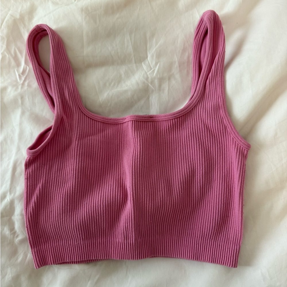 Pink Ribbed Women's Top - Picture 2 of 3